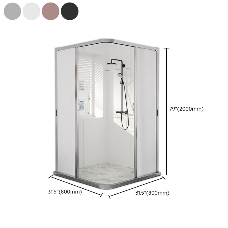 Square Corner Aluminum Frame Shower Enclosure with Double Door Handles Clearhalo 'Bathroom Remodel & Bathroom Fixtures' 'Home Improvement' 'home_improvement' 'home_improvement_shower_stalls_enclosures' 'Shower Stalls & Enclosures' 'shower_stalls_enclosures' 'Showers & Bathtubs' 7300495