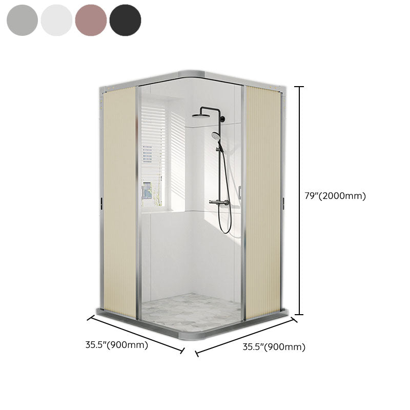 Square Corner Aluminum Frame Shower Enclosure with Double Door Handles Clearhalo 'Bathroom Remodel & Bathroom Fixtures' 'Home Improvement' 'home_improvement' 'home_improvement_shower_stalls_enclosures' 'Shower Stalls & Enclosures' 'shower_stalls_enclosures' 'Showers & Bathtubs' 7300498