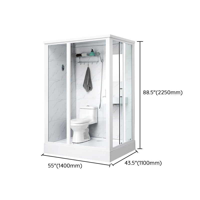 Framed Rectangle Frosted Corner Shower Stall with White Base Clearhalo 'Bathroom Remodel & Bathroom Fixtures' 'Home Improvement' 'home_improvement' 'home_improvement_shower_stalls_enclosures' 'Shower Stalls & Enclosures' 'shower_stalls_enclosures' 'Showers & Bathtubs' 7300528