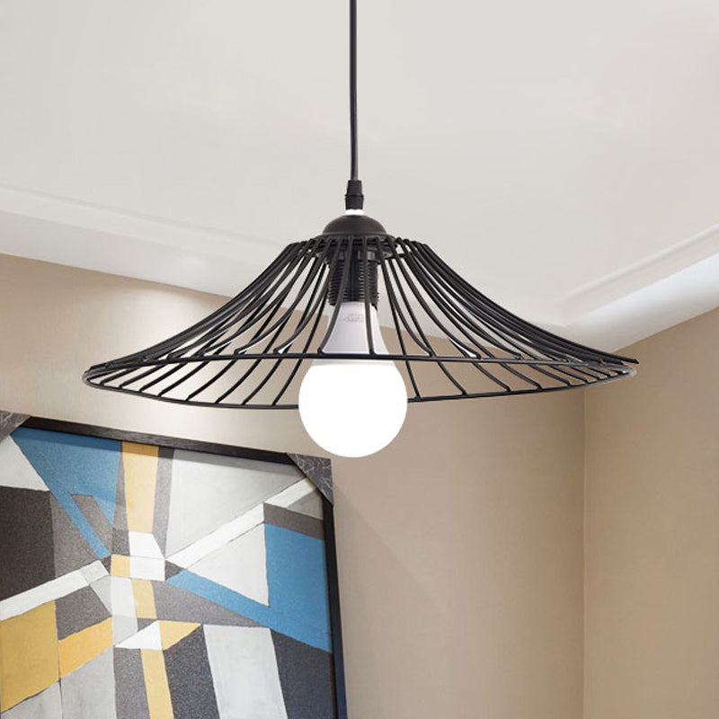 Black Lotus Leaf Cage Ceiling Pendant Light Simple 1-Bulb Iron Hanging Lamp Kit for Dining Room Black Clearhalo 'Ceiling Lights' 'Modern Pendants' 'Modern' 'Pendant Lights' 'Pendants' Lighting' 730055