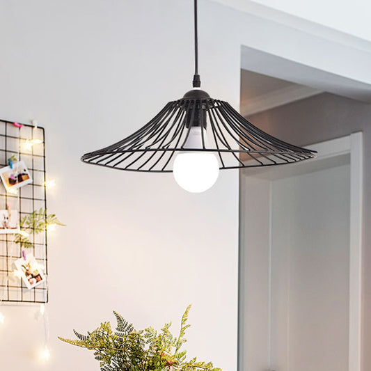 Black Lotus Leaf Cage Ceiling Pendant Light Simple 1-Bulb Iron Hanging Lamp Kit for Dining Room Clearhalo 'Ceiling Lights' 'Modern Pendants' 'Modern' 'Pendant Lights' 'Pendants' Lighting' 730056