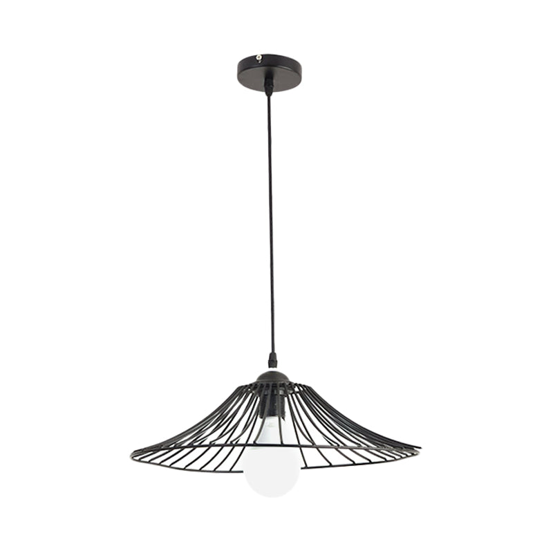 Black Lotus Leaf Cage Ceiling Pendant Light Simple 1-Bulb Iron Hanging Lamp Kit for Dining Room Clearhalo 'Ceiling Lights' 'Modern Pendants' 'Modern' 'Pendant Lights' 'Pendants' Lighting' 730058