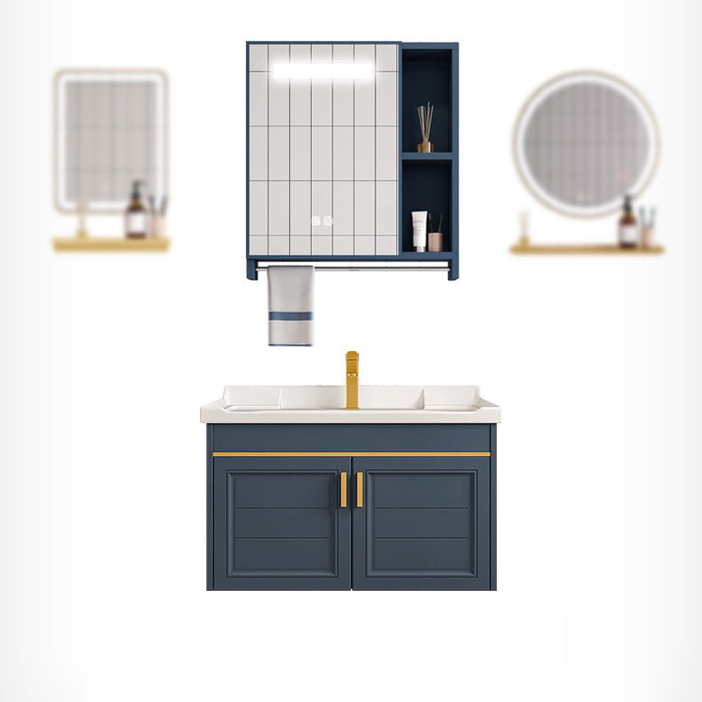 Modern Single Wall Mount Vanity Blue Ceramic Top Sink Vanity Clearhalo 'Bathroom Remodel & Bathroom Fixtures' 'Bathroom Vanities' 'bathroom_vanities' 'Home Improvement' 'home_improvement' 'home_improvement_bathroom_vanities' 7301470