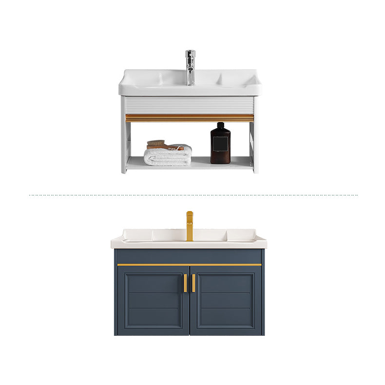 Modern Single Wall Mount Vanity Blue Ceramic Top Sink Vanity Clearhalo 'Bathroom Remodel & Bathroom Fixtures' 'Bathroom Vanities' 'bathroom_vanities' 'Home Improvement' 'home_improvement' 'home_improvement_bathroom_vanities' 7301472