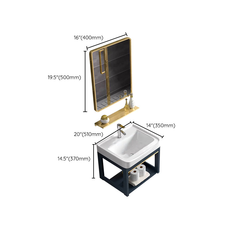 Modern Single Wall Mount Vanity Blue Ceramic Top Sink Vanity Clearhalo 'Bathroom Remodel & Bathroom Fixtures' 'Bathroom Vanities' 'bathroom_vanities' 'Home Improvement' 'home_improvement' 'home_improvement_bathroom_vanities' 7301484