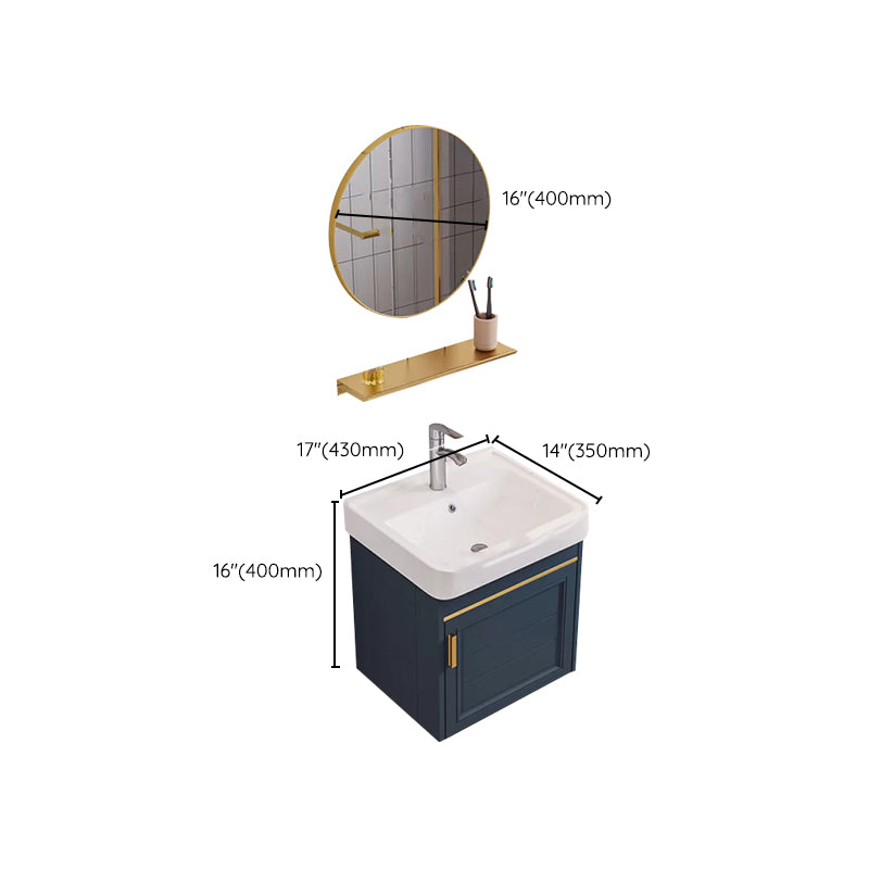 Modern Single Wall Mount Vanity Blue Ceramic Top Sink Vanity Clearhalo 'Bathroom Remodel & Bathroom Fixtures' 'Bathroom Vanities' 'bathroom_vanities' 'Home Improvement' 'home_improvement' 'home_improvement_bathroom_vanities' 7301486