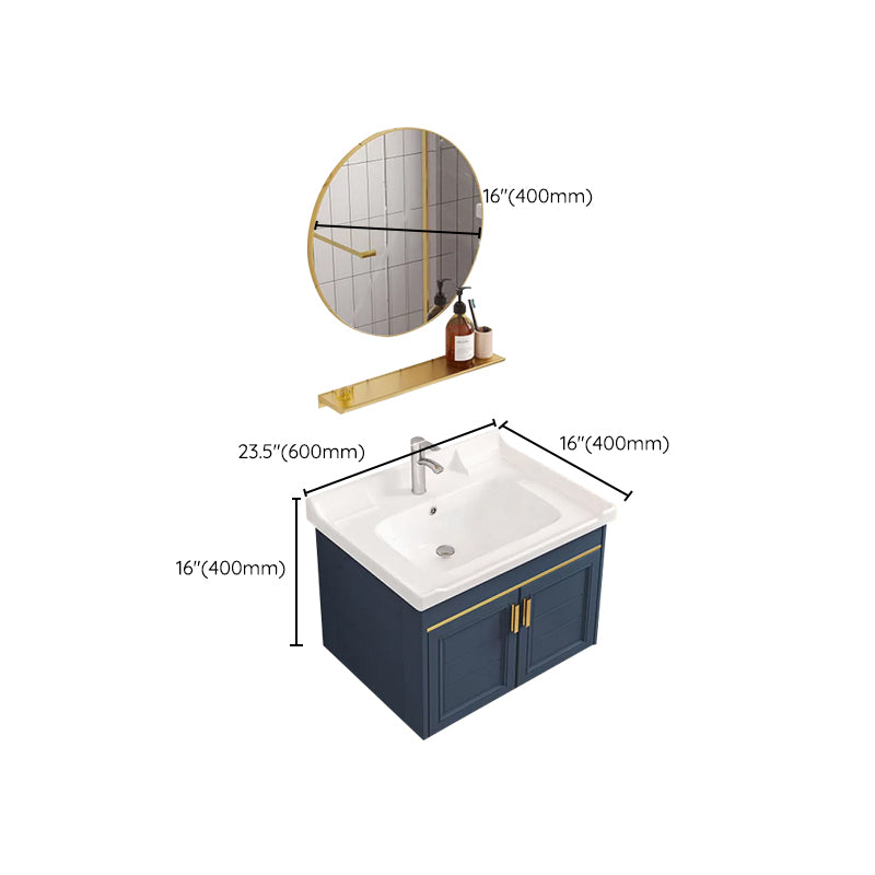 Modern Single Wall Mount Vanity Blue Ceramic Top Sink Vanity Clearhalo 'Bathroom Remodel & Bathroom Fixtures' 'Bathroom Vanities' 'bathroom_vanities' 'Home Improvement' 'home_improvement' 'home_improvement_bathroom_vanities' 7301489