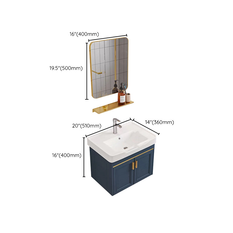 Modern Single Wall Mount Vanity Blue Ceramic Top Sink Vanity Clearhalo 'Bathroom Remodel & Bathroom Fixtures' 'Bathroom Vanities' 'bathroom_vanities' 'Home Improvement' 'home_improvement' 'home_improvement_bathroom_vanities' 7301493