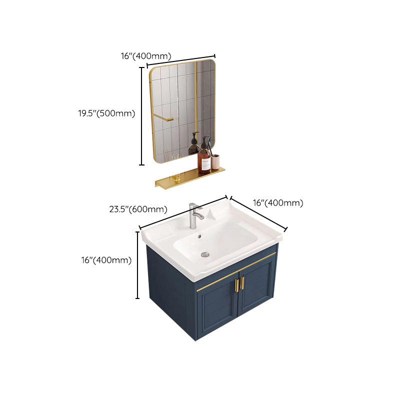 Modern Single Wall Mount Vanity Blue Ceramic Top Sink Vanity Clearhalo 'Bathroom Remodel & Bathroom Fixtures' 'Bathroom Vanities' 'bathroom_vanities' 'Home Improvement' 'home_improvement' 'home_improvement_bathroom_vanities' 7301495