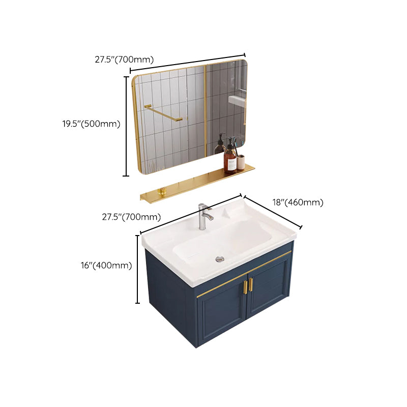 Modern Single Wall Mount Vanity Blue Ceramic Top Sink Vanity Clearhalo 'Bathroom Remodel & Bathroom Fixtures' 'Bathroom Vanities' 'bathroom_vanities' 'Home Improvement' 'home_improvement' 'home_improvement_bathroom_vanities' 7301496
