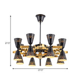 Iron Hourglass Hanging Chandelier Postmodern 16-Light Ceiling Suspension Lamp in Gold and Black Clearhalo 'Ceiling Lights' 'Chandeliers' 'Modern Chandeliers' 'Modern' Lighting' 730149