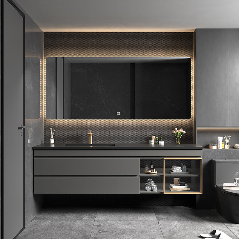 Vanity Set Bathroom Wall Mounted Mirror Storage Shelf Vanity Sink with Faucet Clearhalo 'Bathroom Remodel & Bathroom Fixtures' 'Bathroom Vanities' 'bathroom_vanities' 'Home Improvement' 'home_improvement' 'home_improvement_bathroom_vanities' 7301504