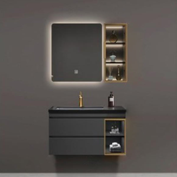 Vanity Set Bathroom Wall Mounted Mirror Storage Shelf Vanity Sink with Faucet Vanity & Faucet & Smart Mirror & Sensor Sideboard 35"L x 20"W x 20"H Clearhalo 'Bathroom Remodel & Bathroom Fixtures' 'Bathroom Vanities' 'bathroom_vanities' 'Home Improvement' 'home_improvement' 'home_improvement_bathroom_vanities' 7301506