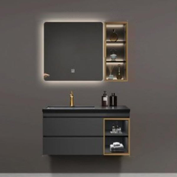 Vanity Set Bathroom Wall Mounted Mirror Storage Shelf Vanity Sink with Faucet Vanity & Faucet & Smart Mirror & Sensor Sideboard 39.5"L x 20"W x 20"H Clearhalo 'Bathroom Remodel & Bathroom Fixtures' 'Bathroom Vanities' 'bathroom_vanities' 'Home Improvement' 'home_improvement' 'home_improvement_bathroom_vanities' 7301508