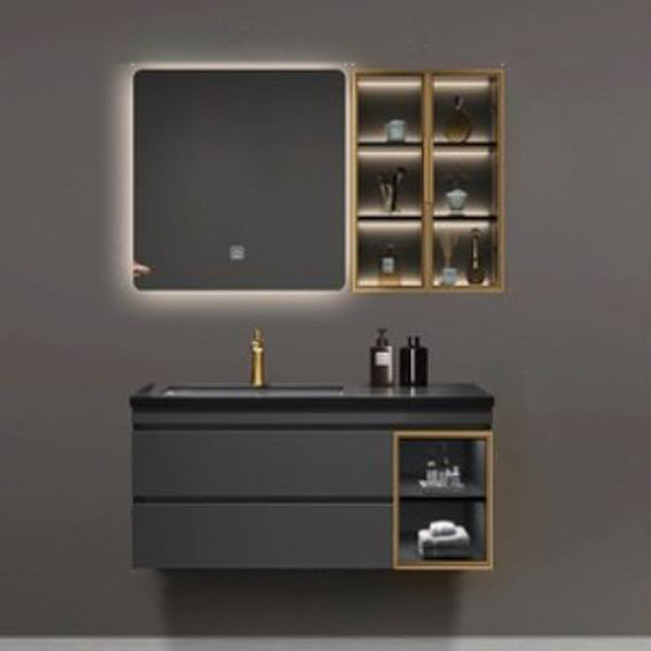 Vanity Set Bathroom Wall Mounted Mirror Storage Shelf Vanity Sink with Faucet Vanity & Faucet & Smart Mirror & Sensor Sideboard 43.3"L x 19.7"W x 19.7"H Clearhalo 'Bathroom Remodel & Bathroom Fixtures' 'Bathroom Vanities' 'bathroom_vanities' 'Home Improvement' 'home_improvement' 'home_improvement_bathroom_vanities' 7301510