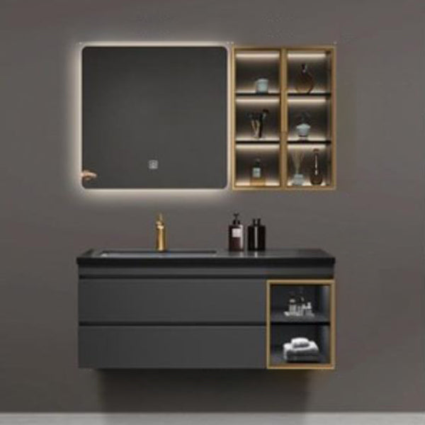 Vanity Set Bathroom Wall Mounted Mirror Storage Shelf Vanity Sink with Faucet Vanity & Faucet & Smart Mirror & Sensor Sideboard 47"L x 20"W x 20"H Clearhalo 'Bathroom Remodel & Bathroom Fixtures' 'Bathroom Vanities' 'bathroom_vanities' 'Home Improvement' 'home_improvement' 'home_improvement_bathroom_vanities' 7301512