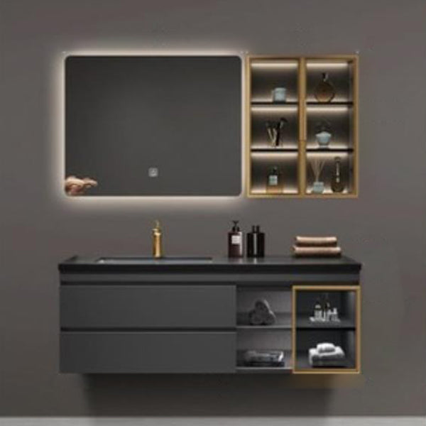 Vanity Set Bathroom Wall Mounted Mirror Storage Shelf Vanity Sink with Faucet Vanity & Faucet & Smart Mirror & Sensor Sideboard 55"L x 20"W x 20"H Clearhalo 'Bathroom Remodel & Bathroom Fixtures' 'Bathroom Vanities' 'bathroom_vanities' 'Home Improvement' 'home_improvement' 'home_improvement_bathroom_vanities' 7301515