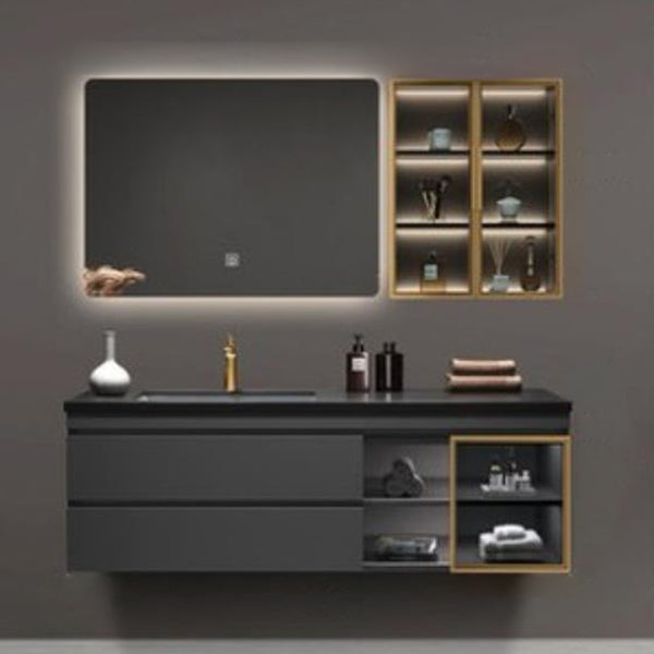 Vanity Set Bathroom Wall Mounted Mirror Storage Shelf Vanity Sink with Faucet Vanity & Faucet & Smart Mirror & Sensor Sideboard 59"L x 19.5"W x 19.5"H Clearhalo 'Bathroom Remodel & Bathroom Fixtures' 'Bathroom Vanities' 'bathroom_vanities' 'Home Improvement' 'home_improvement' 'home_improvement_bathroom_vanities' 7301516