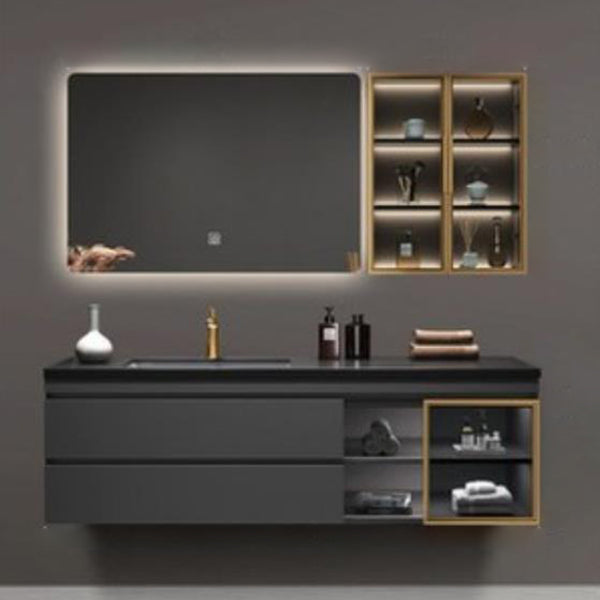 Vanity Set Bathroom Wall Mounted Mirror Storage Shelf Vanity Sink with Faucet Vanity & Faucet & Smart Mirror & Sensor Sideboard 63"L x 20"W x 20"H Clearhalo 'Bathroom Remodel & Bathroom Fixtures' 'Bathroom Vanities' 'bathroom_vanities' 'Home Improvement' 'home_improvement' 'home_improvement_bathroom_vanities' 7301517