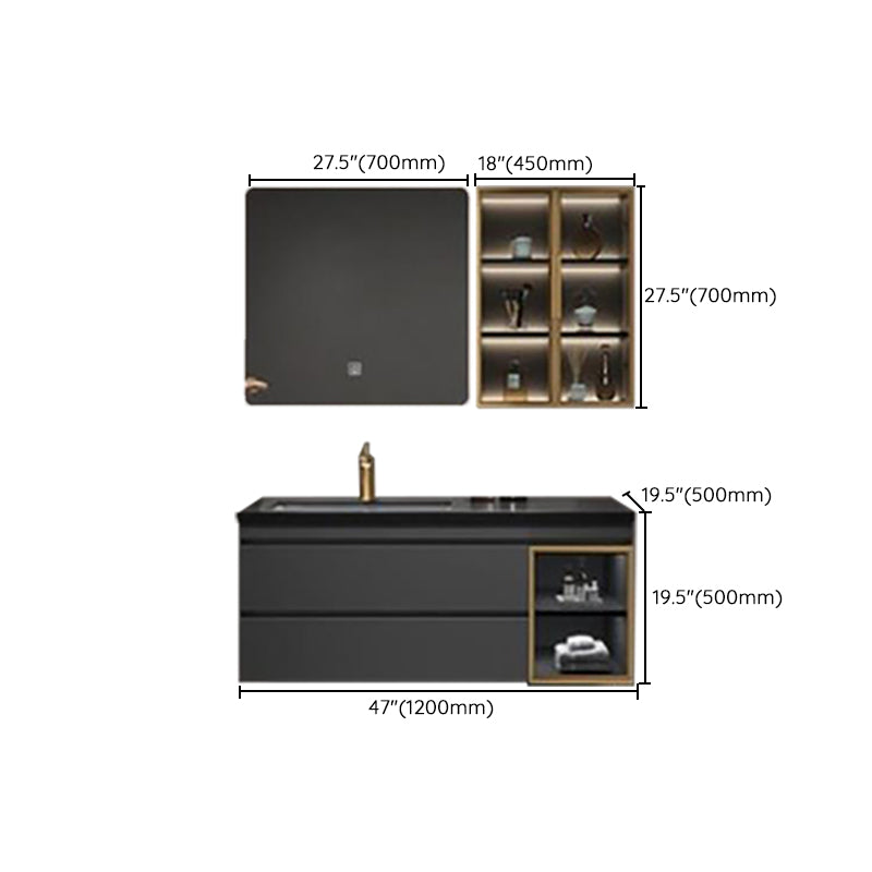 Vanity Set Bathroom Wall Mounted Mirror Storage Shelf Vanity Sink with Faucet Clearhalo 'Bathroom Remodel & Bathroom Fixtures' 'Bathroom Vanities' 'bathroom_vanities' 'Home Improvement' 'home_improvement' 'home_improvement_bathroom_vanities' 7301520