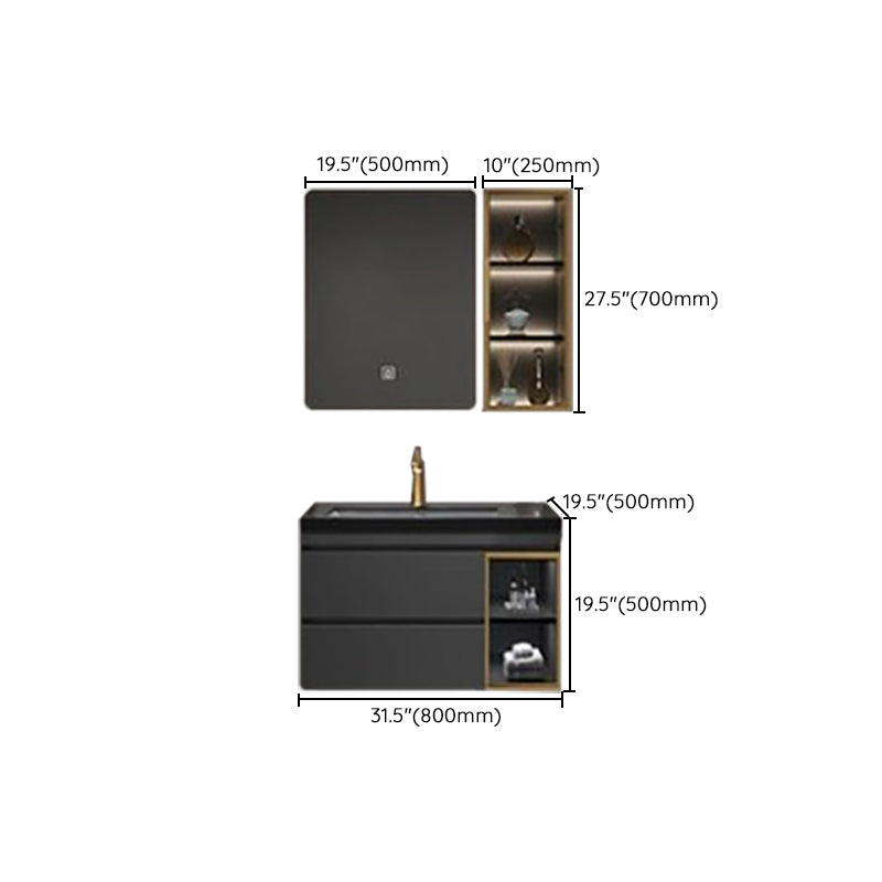 Vanity Set Bathroom Wall Mounted Mirror Storage Shelf Vanity Sink with Faucet Clearhalo 'Bathroom Remodel & Bathroom Fixtures' 'Bathroom Vanities' 'bathroom_vanities' 'Home Improvement' 'home_improvement' 'home_improvement_bathroom_vanities' 7301525