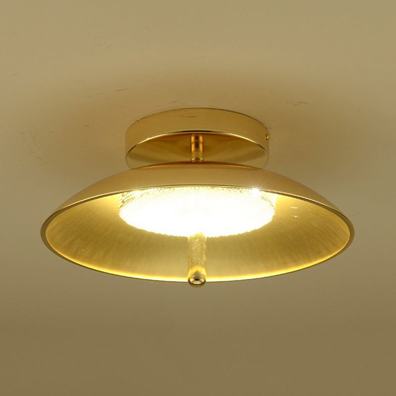 Gold Finish Bowl Flushmount Light Postmodern LED Iron Flush Mount Ceiling Lamp Fixture Clearhalo 'Ceiling Lights' 'Close To Ceiling Lights' 'Close to ceiling' 'Flush mount' Lighting' 730157