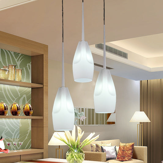 Waterdrop Suspension Light Modernist White Concave Glass 3 Heads Dining Room Cluster Pendant Lamp White Clearhalo 'Ceiling Lights' 'Glass shade' 'Glass' 'Modern Pendants' 'Modern' 'Pendant Lights' 'Pendants' Lighting' 730175