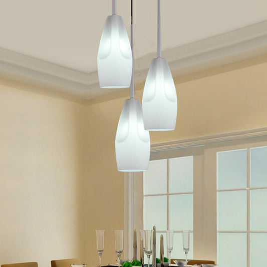 Waterdrop Suspension Light Modernist White Concave Glass 3 Heads Dining Room Cluster Pendant Lamp Clearhalo 'Ceiling Lights' 'Glass shade' 'Glass' 'Modern Pendants' 'Modern' 'Pendant Lights' 'Pendants' Lighting' 730177