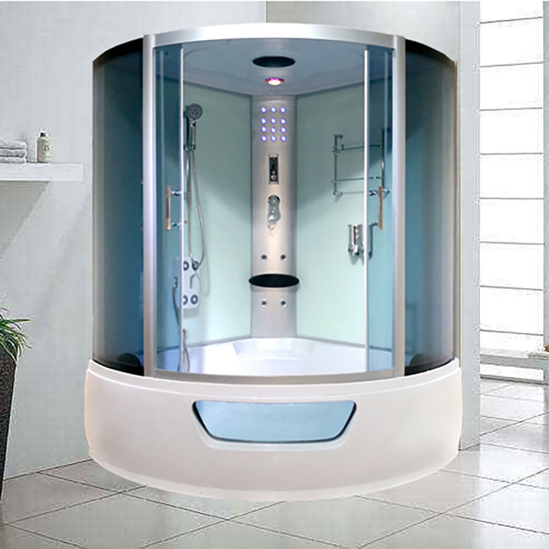 Round Double Sliding Shower Stall Full Frame Tempered Glass Shower Room Clearhalo 'Bathroom Remodel & Bathroom Fixtures' 'Home Improvement' 'home_improvement' 'home_improvement_shower_stalls_enclosures' 'Shower Stalls & Enclosures' 'shower_stalls_enclosures' 'Showers & Bathtubs' 7301926