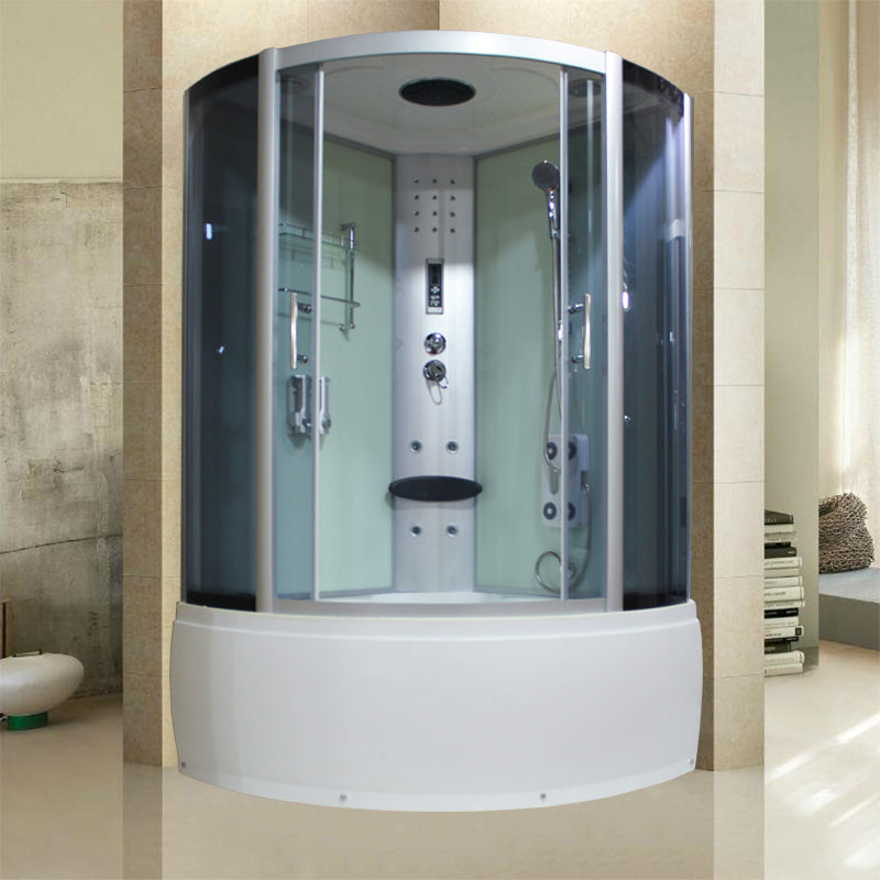 Round Double Sliding Shower Stall Full Frame Tempered Glass Shower Room White Clearhalo 'Bathroom Remodel & Bathroom Fixtures' 'Home Improvement' 'home_improvement' 'home_improvement_shower_stalls_enclosures' 'Shower Stalls & Enclosures' 'shower_stalls_enclosures' 'Showers & Bathtubs' 7301937