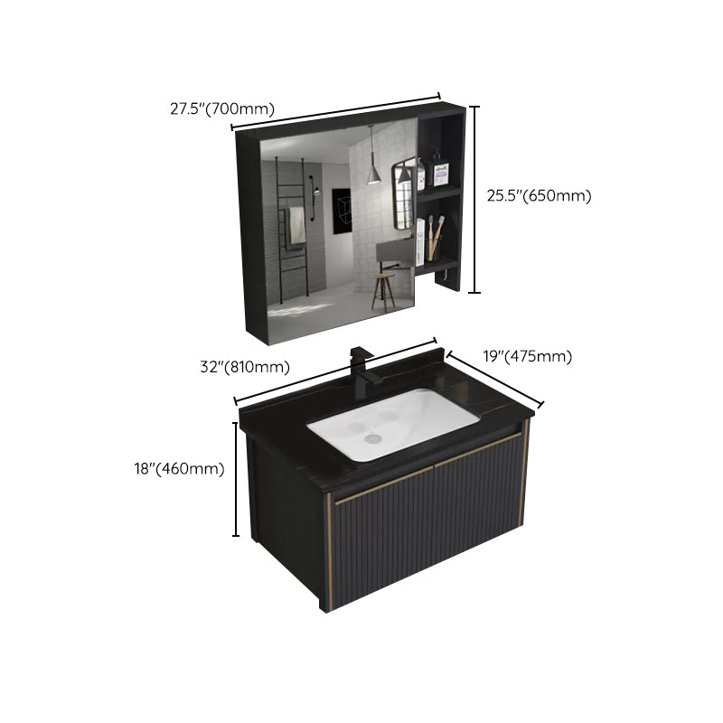 Wall Mount Bathroom Sink Vanity Modern Faucet Included Bathroom Vanity Set Clearhalo 'Bathroom Remodel & Bathroom Fixtures' 'Bathroom Vanities' 'bathroom_vanities' 'Home Improvement' 'home_improvement' 'home_improvement_bathroom_vanities' 7302133