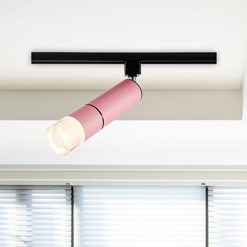 Tube Clothing Store Semi Flush Aluminium LED Modern Rotatable Flush Mount Lighting in White/Pink/Blue Pink Clearhalo 'Ceiling Lights' 'Close To Ceiling Lights' 'Close to ceiling' 'Semi-flushmount' Lighting' 730316