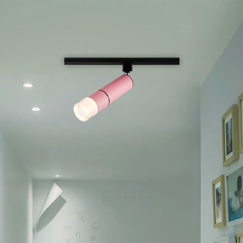 Tube Clothing Store Semi Flush Aluminium LED Modern Rotatable Flush Mount Lighting in White/Pink/Blue Clearhalo 'Ceiling Lights' 'Close To Ceiling Lights' 'Close to ceiling' 'Semi-flushmount' Lighting' 730317