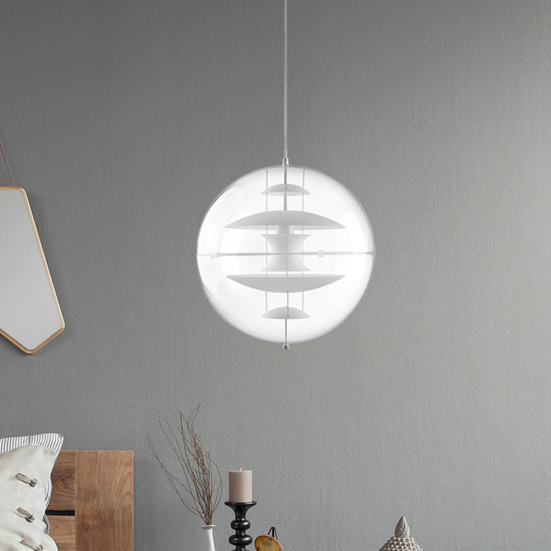 Clear Acrylic Ball Hanging Ceiling Light Modernist 1-Head Suspension Lamp with White/Gold/Silver Disc Deco Inside Clearhalo 'Ceiling Lights' 'Modern Pendants' 'Modern' 'Pendant Lights' 'Pendants' Lighting' 730349