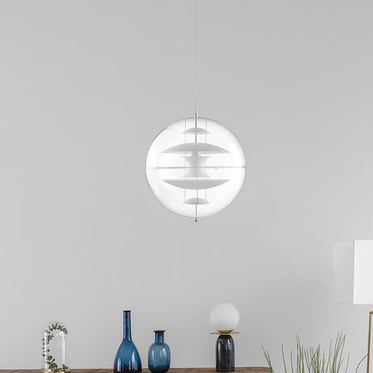 Clear Acrylic Ball Hanging Ceiling Light Modernist 1-Head Suspension Lamp with White/Gold/Silver Disc Deco Inside Clearhalo 'Ceiling Lights' 'Modern Pendants' 'Modern' 'Pendant Lights' 'Pendants' Lighting' 730350