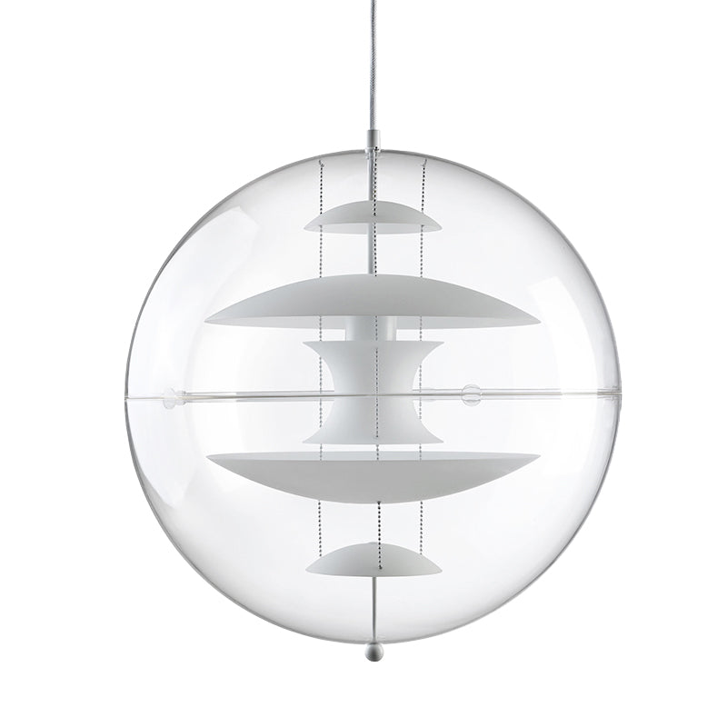 Clear Acrylic Ball Hanging Ceiling Light Modernist 1-Head Suspension Lamp with White/Gold/Silver Disc Deco Inside Clearhalo 'Ceiling Lights' 'Modern Pendants' 'Modern' 'Pendant Lights' 'Pendants' Lighting' 730351