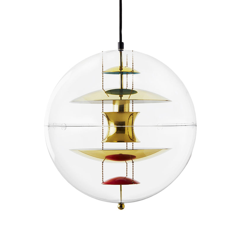 Clear Acrylic Ball Hanging Ceiling Light Modernist 1-Head Suspension Lamp with White/Gold/Silver Disc Deco Inside Clearhalo 'Ceiling Lights' 'Modern Pendants' 'Modern' 'Pendant Lights' 'Pendants' Lighting' 730358