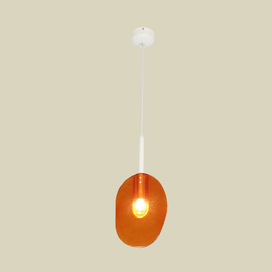 Minimalist Lollipop Shape Suspension Light Orange Glass 1-Light Coffee Shop Ceiling Pendant Lamp Clearhalo 'Ceiling Lights' 'Modern Pendants' 'Modern' 'Pendant Lights' 'Pendants' Lighting' 730372