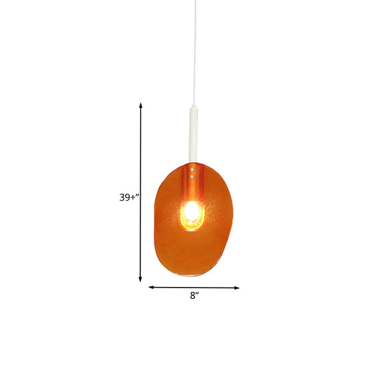 Minimalist Lollipop Shape Suspension Light Orange Glass 1-Light Coffee Shop Ceiling Pendant Lamp Clearhalo 'Ceiling Lights' 'Modern Pendants' 'Modern' 'Pendant Lights' 'Pendants' Lighting' 730373