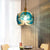 1 Bulb Restaurant Ceiling Lighting Modernist Brass Pendant Lamp Kit with 3-Panel Blue Water Glass Shade Blue Clearhalo 'Ceiling Lights' 'Modern Pendants' 'Modern' 'Pendant Lights' 'Pendants' Lighting' 730389