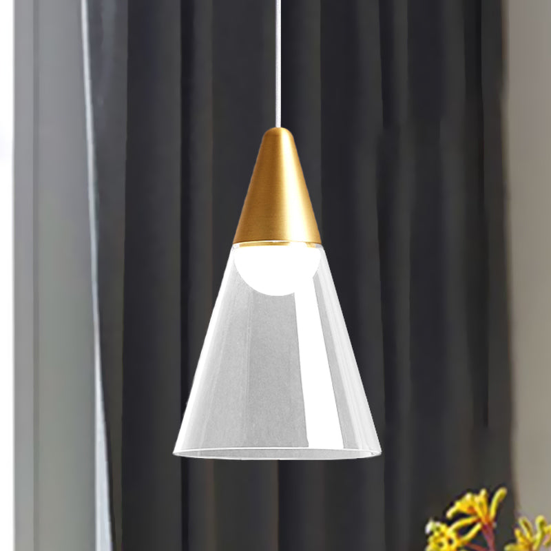 Gold Tapered Hanging Pendant Lamp Postmodern 1 Bulb Smoke Gray Glass Ceiling Light Gold Clearhalo 'Ceiling Lights' 'Glass shade' 'Glass' 'Modern Pendants' 'Modern' 'Pendant Lights' 'Pendants' Lighting' 730414