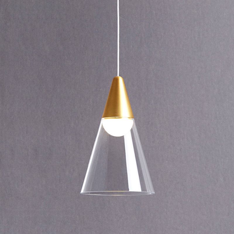 Gold Tapered Hanging Pendant Lamp Postmodern 1 Bulb Smoke Gray Glass Ceiling Light Clearhalo 'Ceiling Lights' 'Glass shade' 'Glass' 'Modern Pendants' 'Modern' 'Pendant Lights' 'Pendants' Lighting' 730415