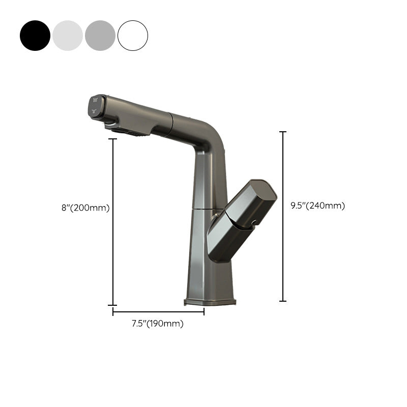 Modern Vessel Sink Faucet Knob Handle Swivel Spout with Pull Down Sprayer Clearhalo 'Bathroom Remodel & Bathroom Fixtures' 'Bathroom Sink Faucets' 'Bathroom Sinks & Faucet Components' 'bathroom_sink_faucets' 'Home Improvement' 'home_improvement' 'home_improvement_bathroom_sink_faucets' 7305100