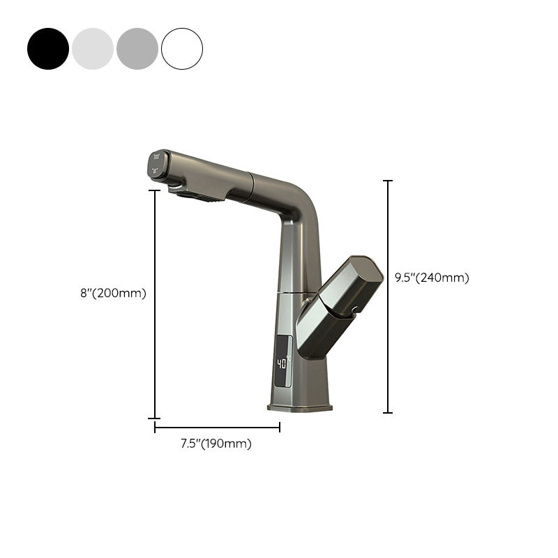 Modern Vessel Sink Faucet Knob Handle Swivel Spout with Pull Down Sprayer Clearhalo 'Bathroom Remodel & Bathroom Fixtures' 'Bathroom Sink Faucets' 'Bathroom Sinks & Faucet Components' 'bathroom_sink_faucets' 'Home Improvement' 'home_improvement' 'home_improvement_bathroom_sink_faucets' 7305101