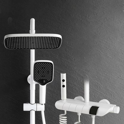 Modern Plain Shower System Slide Bar Included Shower Head Combo White Curved Button Clearhalo 'Bathroom Remodel & Bathroom Fixtures' 'Home Improvement' 'home_improvement' 'home_improvement_shower_faucets' 'Shower Faucets & Systems' 'shower_faucets' 'Showers & Bathtubs Plumbing' 'Showers & Bathtubs' 7305157