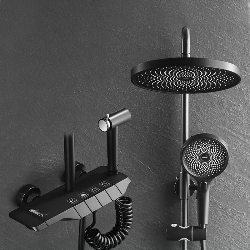 Modern Thermostatic Shower Combo Slide Bar Valve Included Shower System Black Temperature Control Clearhalo 'Bathroom Remodel & Bathroom Fixtures' 'Home Improvement' 'home_improvement' 'home_improvement_shower_faucets' 'Shower Faucets & Systems' 'shower_faucets' 'Showers & Bathtubs Plumbing' 'Showers & Bathtubs' 7305166