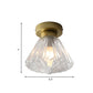 Brass Diamond Flush Ceiling Light Fixture Modernism 1 Bulb Clear Ribbed Glass Flush Lamp for Kitchen Clearhalo 'Ceiling Lights' 'Close To Ceiling Lights' 'Close to ceiling' 'Flush mount' Lighting' 730518