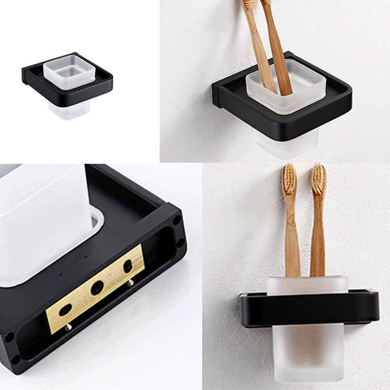 Black Bathroom Accessories Hardware Set with Towel Bar and Bath Shelf Clearhalo 'Bathroom Hardware Sets' 'Bathroom Hardware' 'Bathroom Remodel & Bathroom Fixtures' 'bathroom_hardware_sets' 'Home Improvement' 'home_improvement' 'home_improvement_bathroom_hardware_sets' 7305312