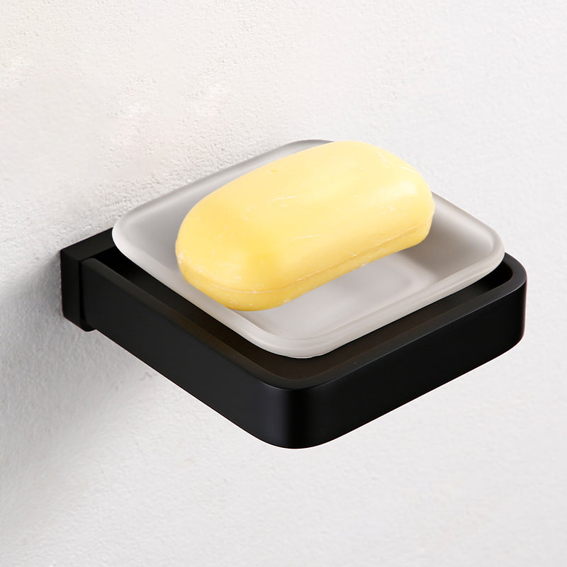 Black Bathroom Accessories Hardware Set with Towel Bar and Bath Shelf Soap Dish Clearhalo 'Bathroom Hardware Sets' 'Bathroom Hardware' 'Bathroom Remodel & Bathroom Fixtures' 'bathroom_hardware_sets' 'Home Improvement' 'home_improvement' 'home_improvement_bathroom_hardware_sets' 7305315