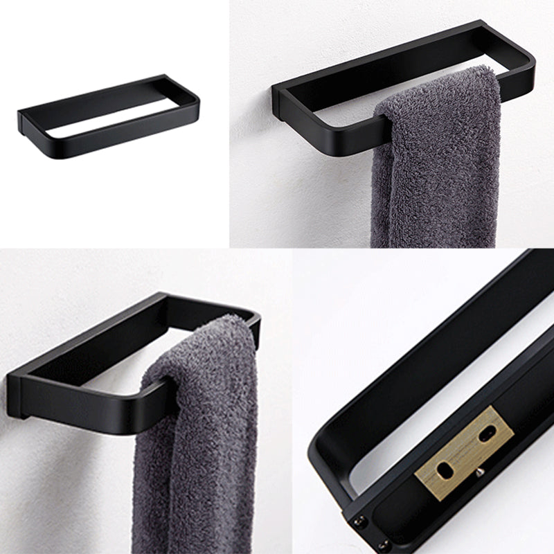 Black Bathroom Accessories Hardware Set with Towel Bar and Bath Shelf Clearhalo 'Bathroom Hardware Sets' 'Bathroom Hardware' 'Bathroom Remodel & Bathroom Fixtures' 'bathroom_hardware_sets' 'Home Improvement' 'home_improvement' 'home_improvement_bathroom_hardware_sets' 7305316